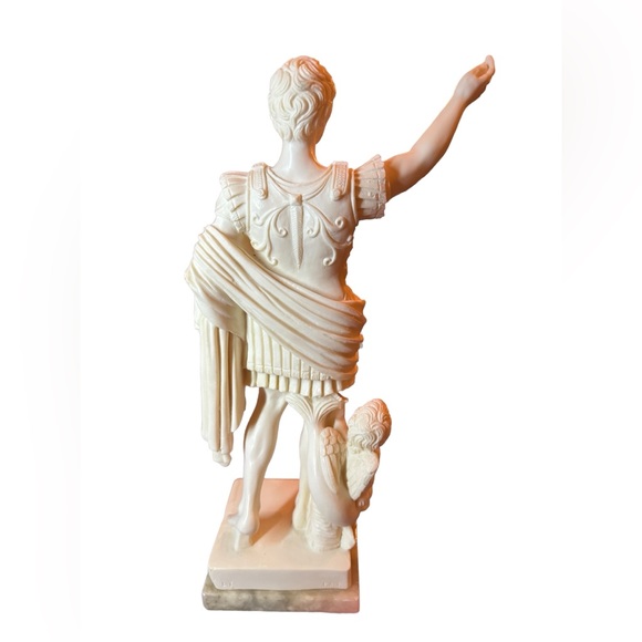 Gaius Julius Caesar Augustus Prima Porta Statue Italy Sculpture, Marble Base 14” - Picture 8 of 11